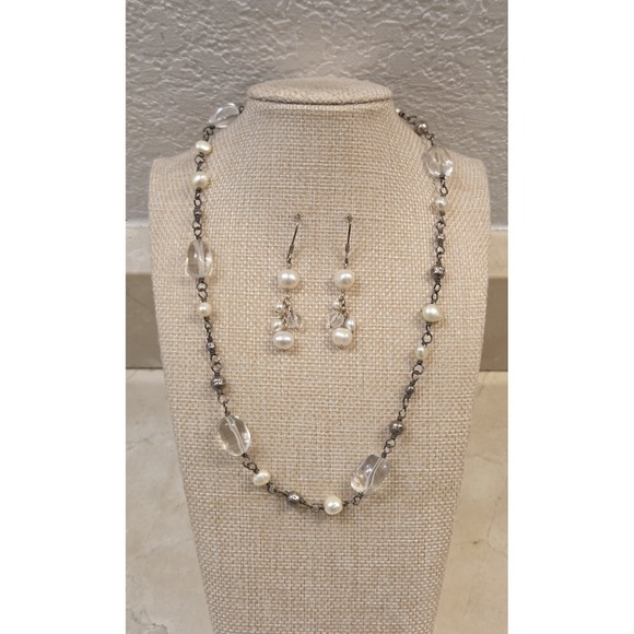 Silpada Jewelry - Vintage Silpada Sterling Silver Bead Freshwater Pearl Crystal Necklace Earrings